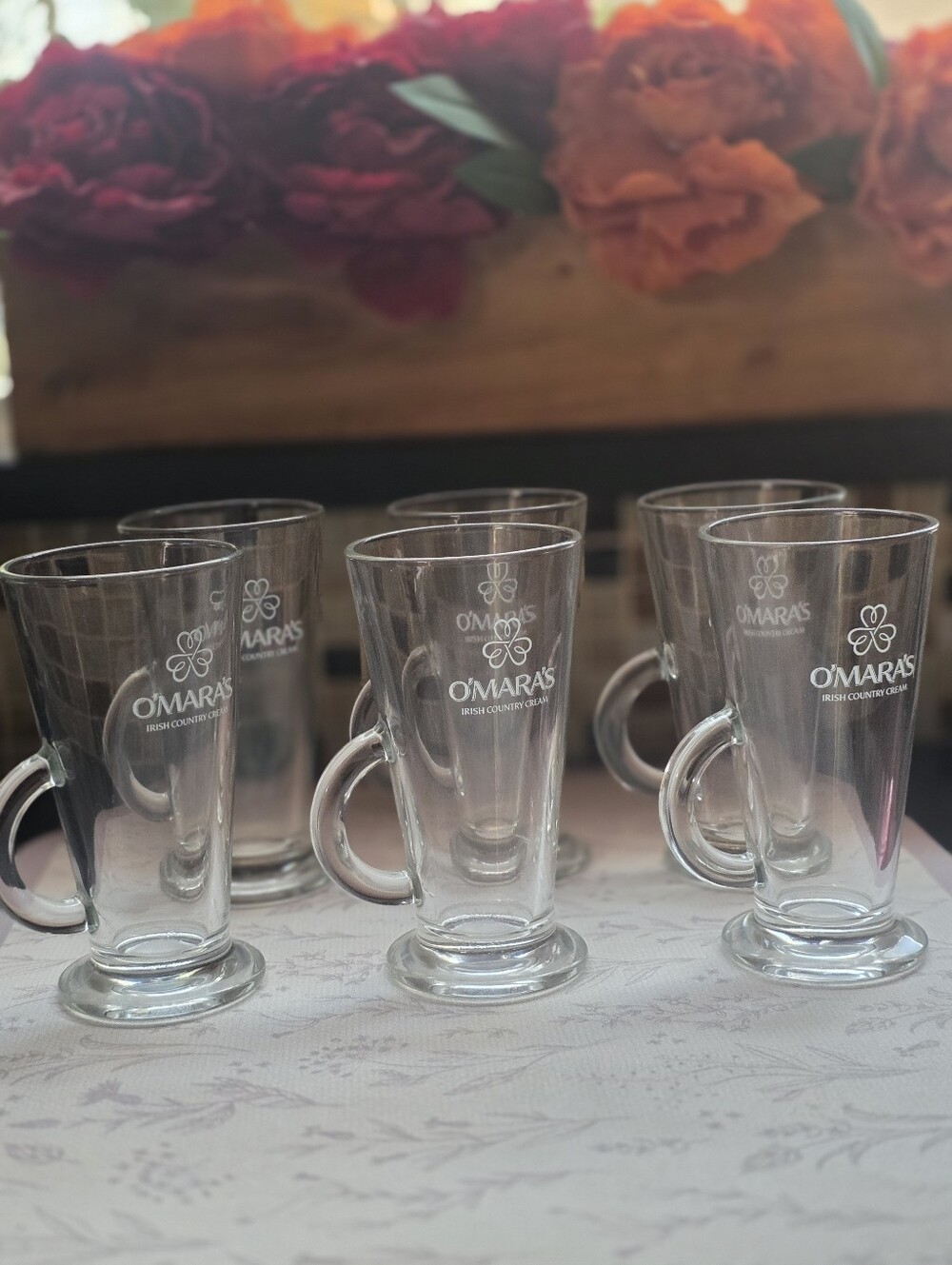 O'Mara's Clear Glass Irish Coffee Mugs - Set of 6